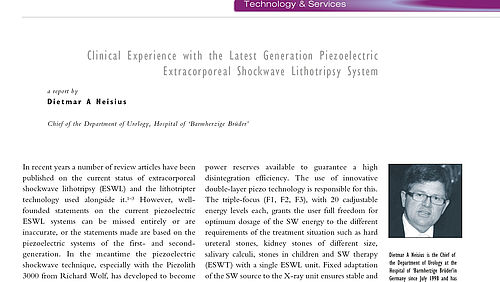 Clinical Experience with the Latest Generation Piezoelectric Extracorporeal Shockwave Lithotripsy System 2006